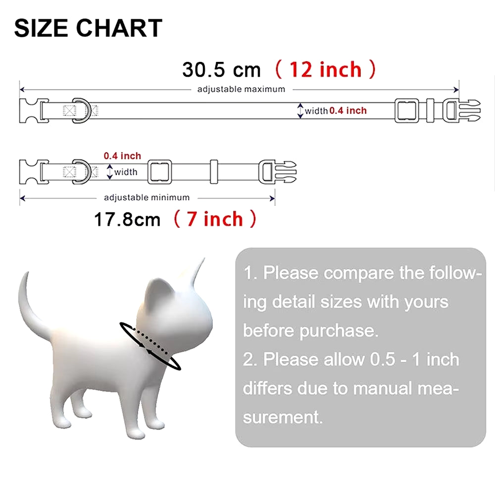 Personalized ID Tag Reflective Cat Safety Buckle Collar Adjustable Custom Safety Breakaway Small Dog Necklace