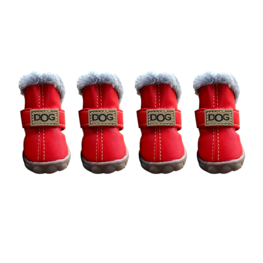 Warm Pet Snow Boots Dog Boots Non Slip Waterproof Winter Pet Dog Shoes Soft Plush/Pu for 4Pcs/Set Chihuahua