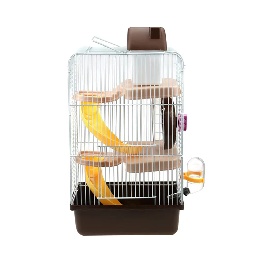 Large Hamster Cage Three Layers Chinchilla Cage Includes Water Bottle Exercise Wheel Dish Hamster Hide- Out Small House For