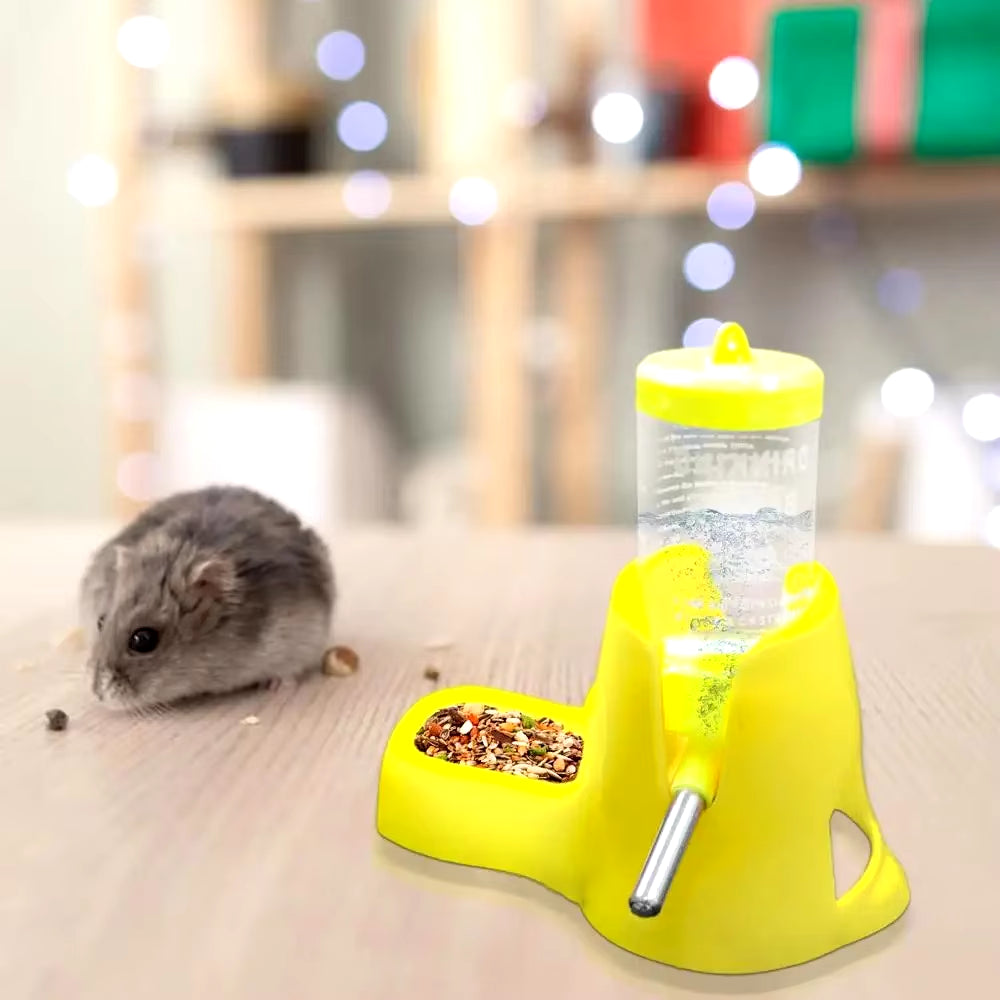 Hamster Toys Water Feeder Small Animals Automatic Dispenser Water Bottle Bowls Dish with Food Container for Guinea Pig Rat