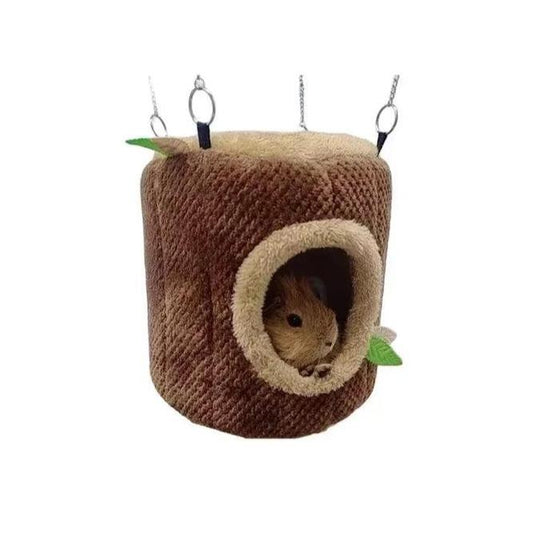 Tree Stump Shape Warm Hamster Hammock Winter Mole Tunnel Small Animal Hanging Bed Hamster Nest Pet Cage Household Supplies