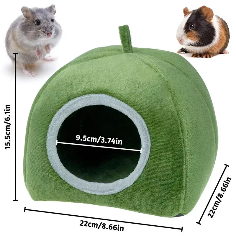 Hamster House Guinea Pig Cage Hamster Cotton House Small Animal Nest Winter Warm Pet Bed for Rodent/Guinea Pig/Rat/Hedgehog