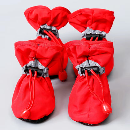 4Pcs/Set Waterproof Pet Dog Shoes Anti-Slip Rain Boots Footwear for Small Cats Dogs Puppy Dog Pet Booties Pet Paw Accessories