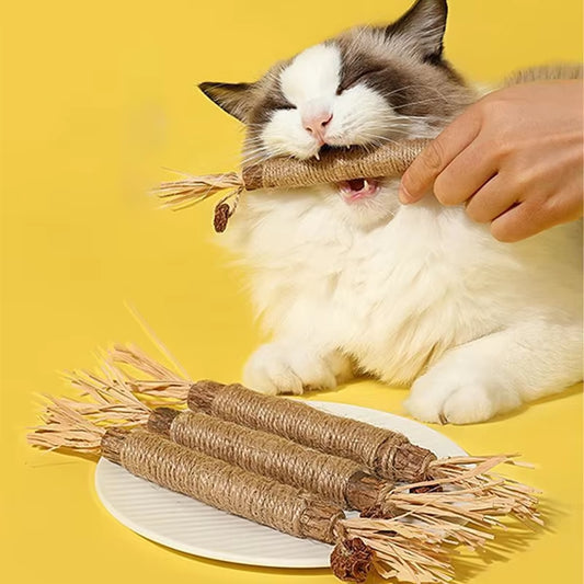 1 Pc Cat Toys Silvervine Chew Stick Polygonum Kitty Raffia Grass Pet Supplies Cleaning Teeth Stick Pet Bite Cat Toy Hemp Rope