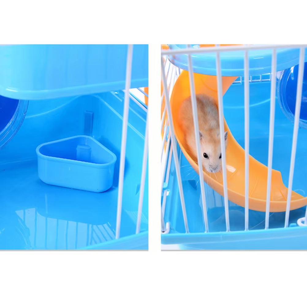 Large Hamster Cage Three Layers Chinchilla Cage Includes Water Bottle Exercise Wheel Dish Hamster Hide- Out Small House For