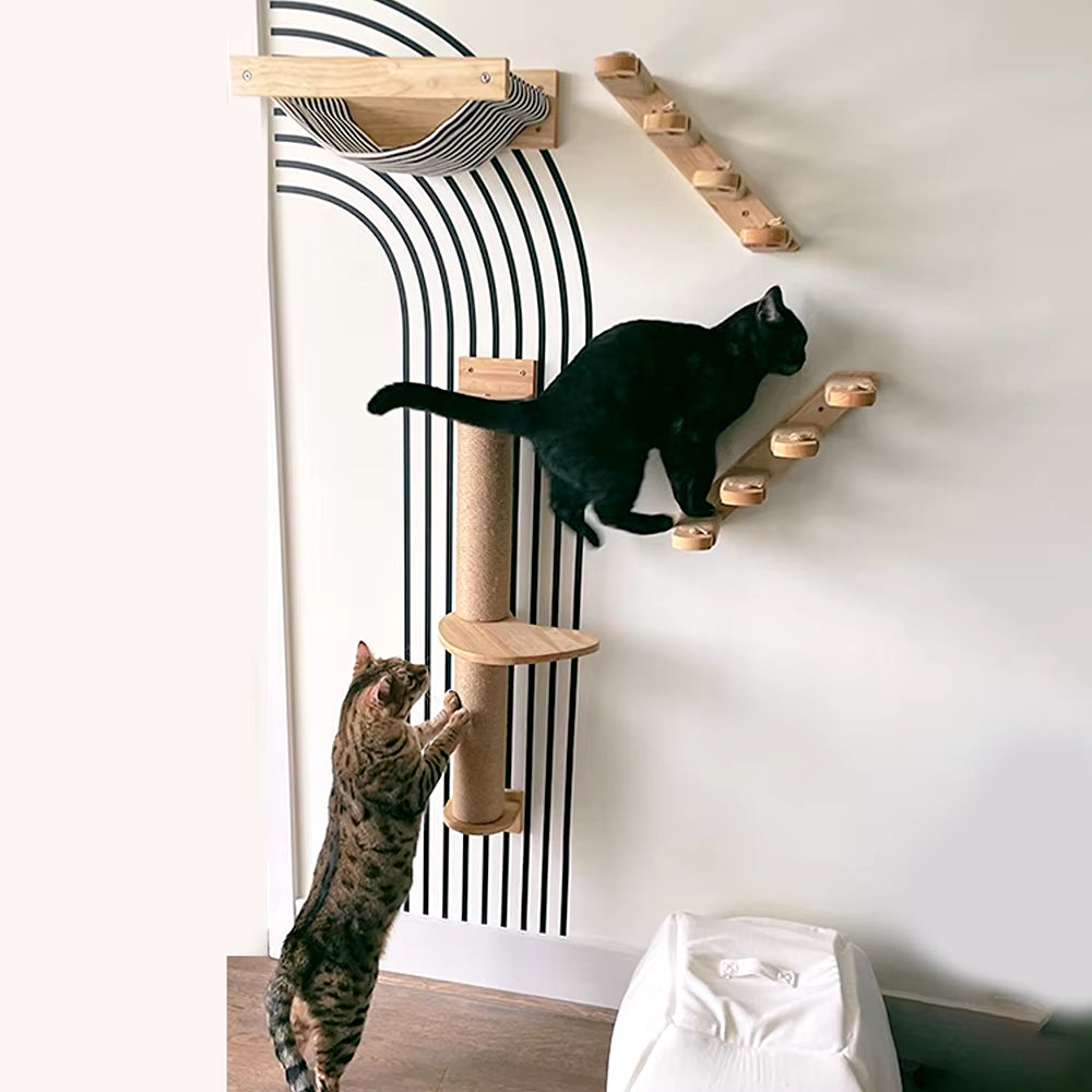 Cat Wall Furniture Climbing Shelf Wall Mounted Steps Stairway with Sisal Rope Scratching Grinding Claws Toy for Most Kitten Cats