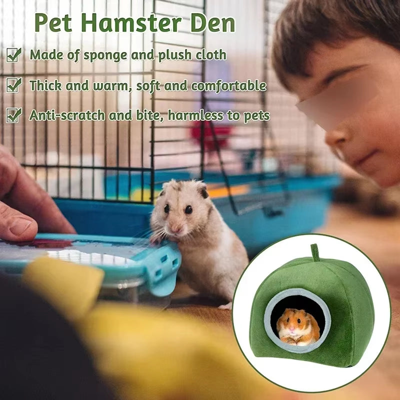 Hamster House Guinea Pig Cage Hamster Cotton House Small Animal Nest Winter Warm Pet Bed for Rodent/Guinea Pig/Rat/Hedgehog