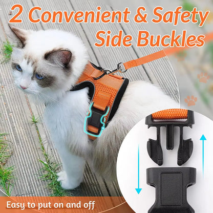 Cat Harness and Leash for Walking,Escape Proof Soft Adjustable Vest Harnesses for Cat,Breathable Reflective Strips Jacket