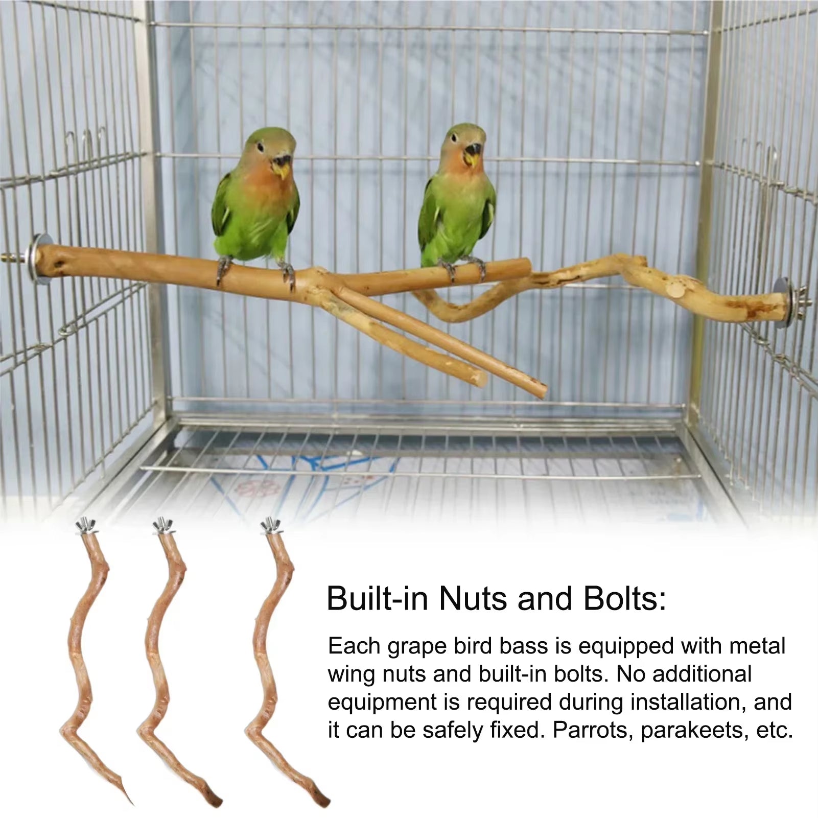 Natural Parrot Perch Bird Stand Tree Stick Paw Grinding Fork Parakeet Climbing Bird Standing Branches Toys Birdcage Accessories