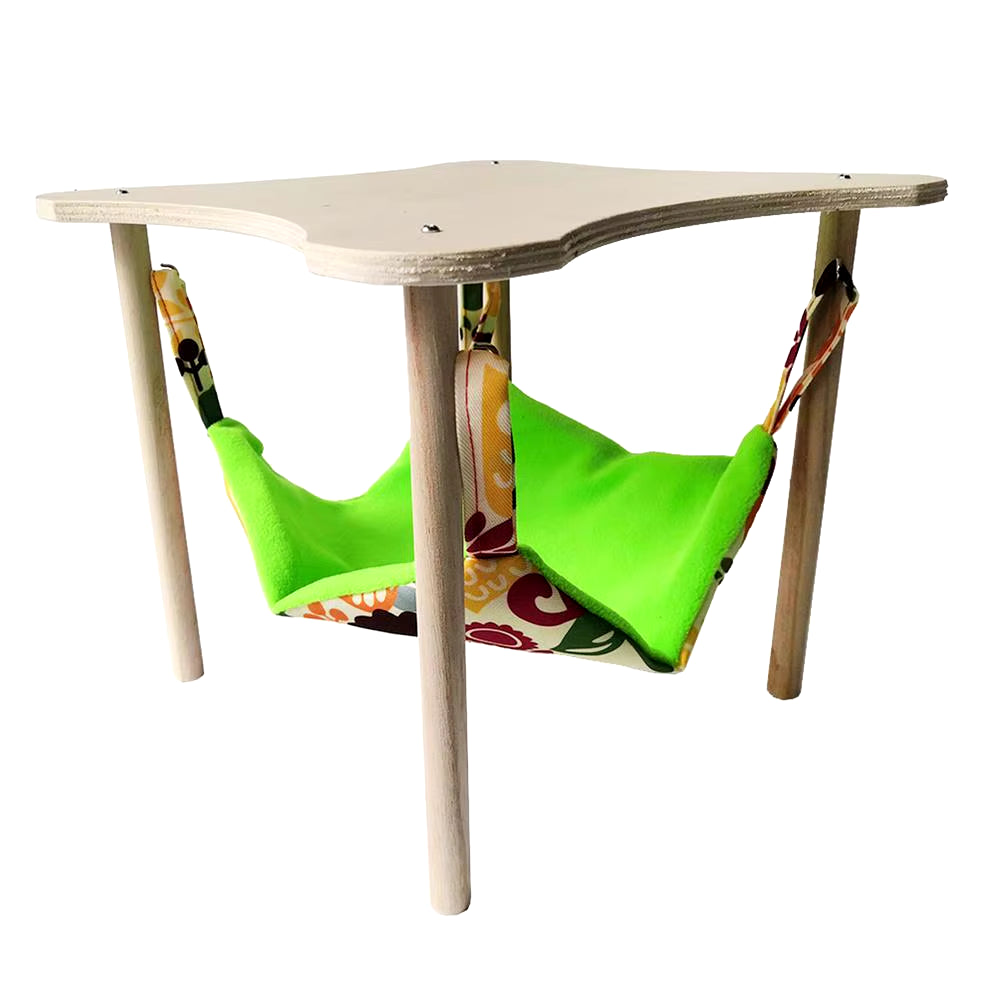 Double-Sided Hanging Hammock Bed Sleeping Nest with Wooden Stand for Guinea Pigs Chinchilla Rat Hamster Bunny Ferrets Pet Bed