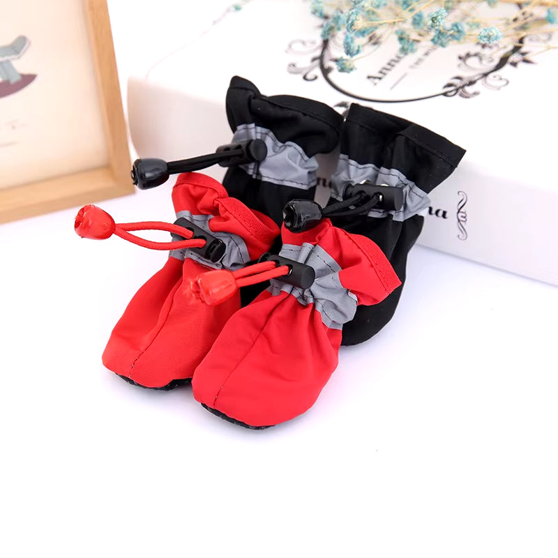 4Pcs/Set Waterproof Pet Dog Shoes Anti-Slip Rain Boots Footwear for Small Cats Dogs Puppy Dog Pet Booties Pet Paw Accessories