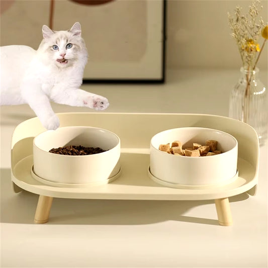 Pet Food Feeders Adjustable Height Pet Cat Double Bowls Feeder Cats Dogs Drinker Water Bowl Dish Elevated Feeding Pet Supplies