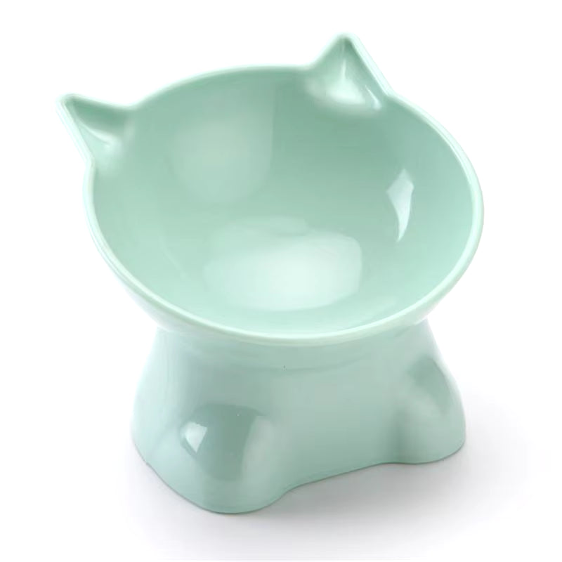 Pet Bowl Large Capacity Cats Bowls Oblique Mouth Cute Cartoon Cat Shape Puppy Food Dispenser Feeder Small Animal Dog Accessories