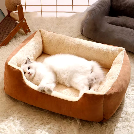 Cat Dog Nests Square Mat Winter Warm Comfortable Long Plush Pet Mat Small Cat Dog Sofa Bed Four Seasons Universal Pet Supplies